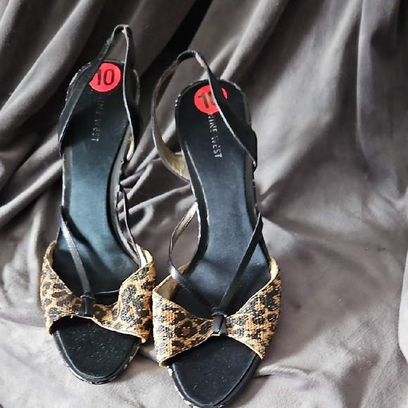 Nine West Shoes - Black And Cheetah Print Nine West Heels